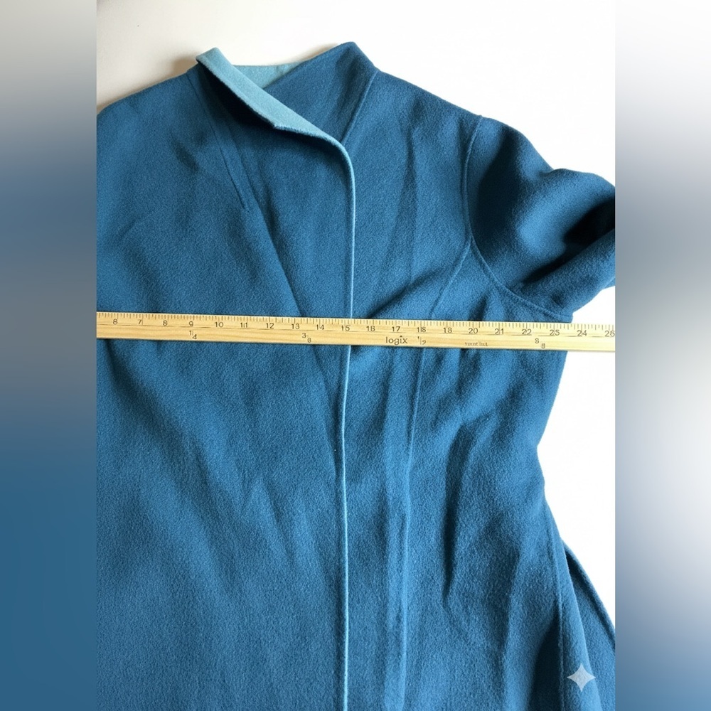 Talbots Double-Face Wool Blend Wrap Coat - Blue Colorblock - Size 16W - Picture 4 of 7